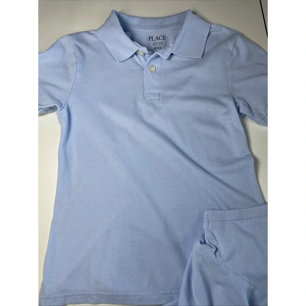 Childrens Place Uniform Short Sleeve Polo Shirts Light Blue Lot of 2 Size 5/6